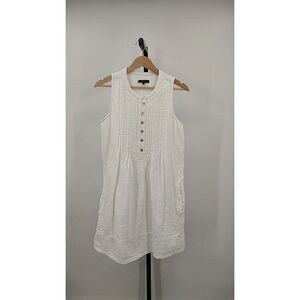 Quince White Sleeveless Pintuck Cotton Dress